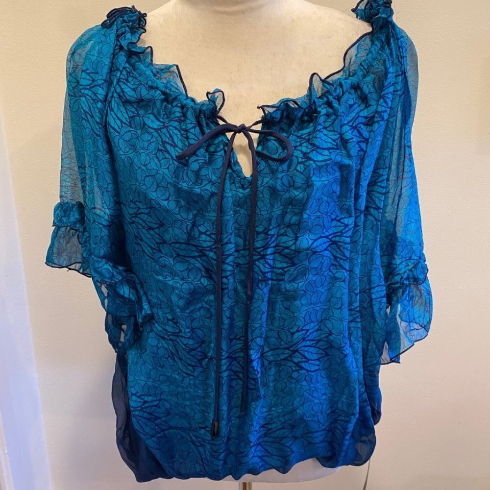 AKIKO SILK BLUE BLOUSE